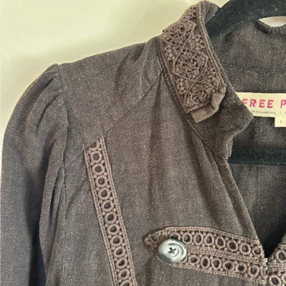 Free People Brown Military Button Jacket Small - Picture 4 of 5
